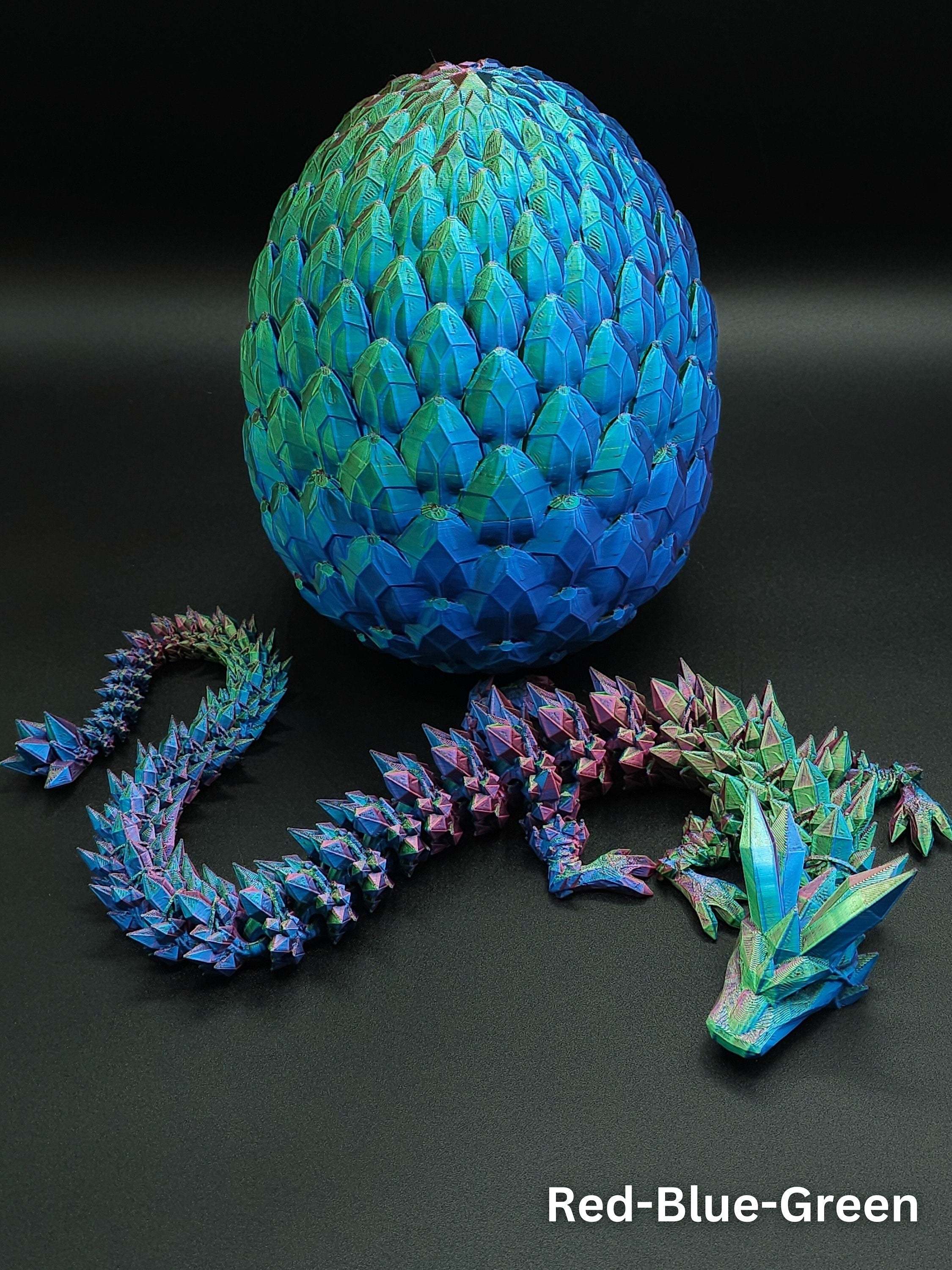 3D Printed Crystal Dragon with Dragon Egg Crafts 3D