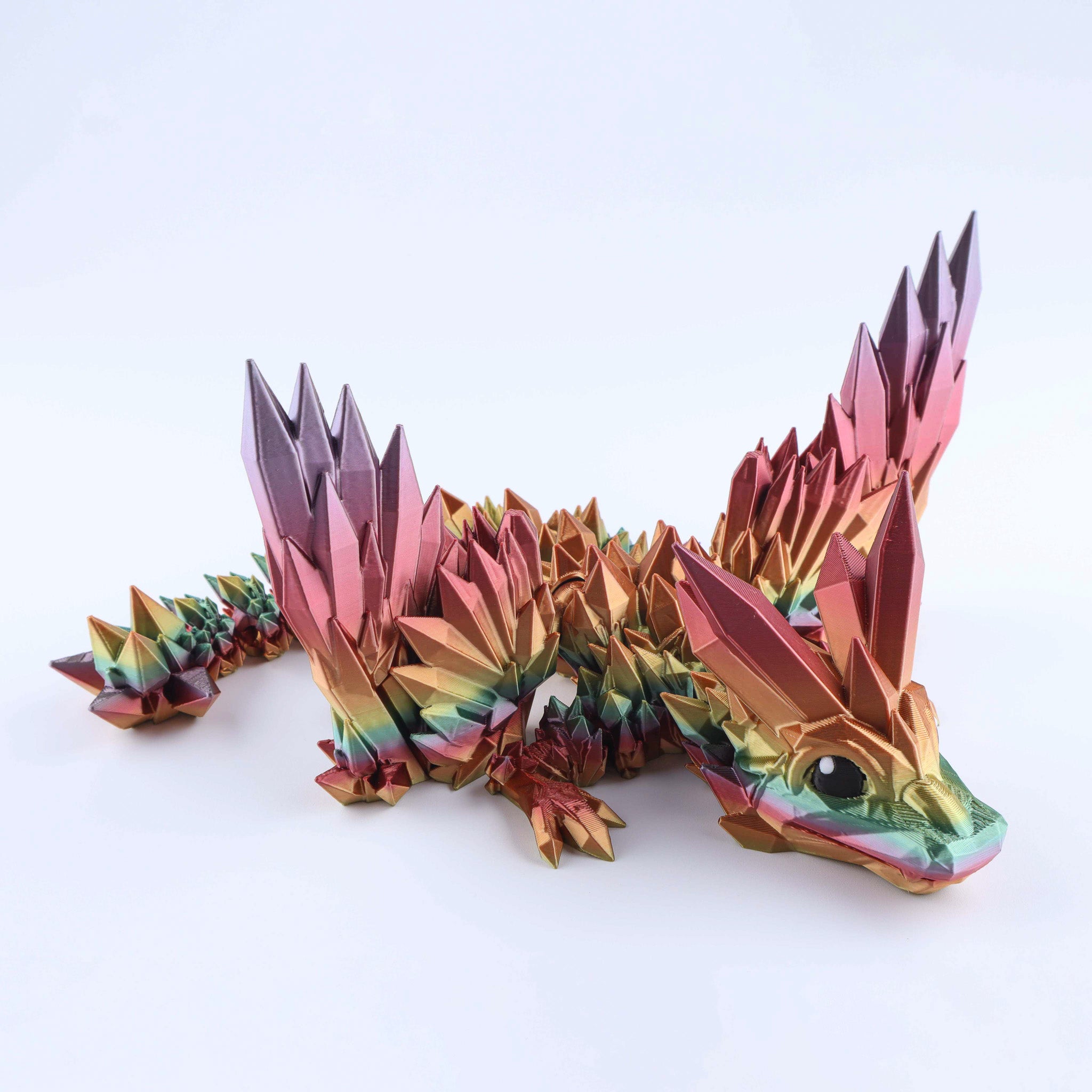 3D Printed Crystal Wing Baby Dragon Fidget Toy – Articulated