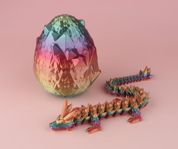 3D Printed Crystal Dragon with Crystal Egg