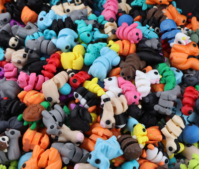3D Printed Articulated Flexible Fidget Toy - Cute Sensory Pet Mini Gift Idea Assorted Baby Animal Bundle Goody Bags