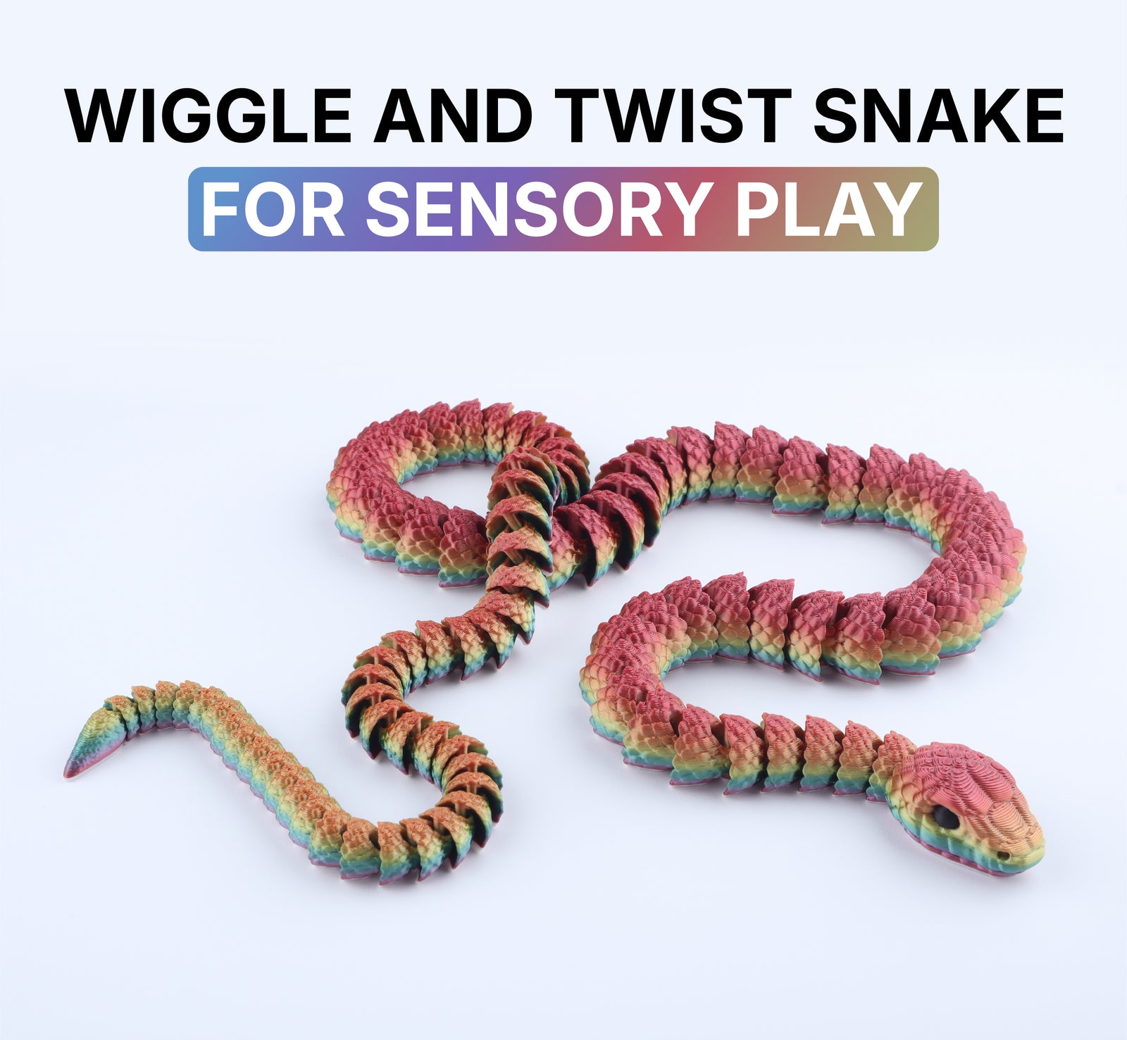 3D Printed Snake Fidget Toy Flexible Articulated Desk Toy Gift Snake 25" / Yellow Green Rainbow 3D Printed Snake Fidget Toy Flexible Articulated Desk Toy Gift Snake 25" / Yellow Green Rainbow