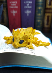 Mini Black and Gold Combo Set 3D Print Articulating Dragons Bookshelf Decor Flexible Dragon Toy, Handmade Crystal Dragon Office Decor