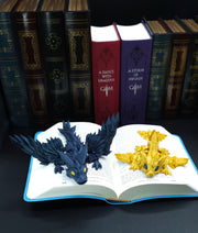Mini Black and Gold Combo Set 3D Print Articulating Dragons Bookshelf Decor Flexible Dragon Toy, Handmade Crystal Dragon Office Decor