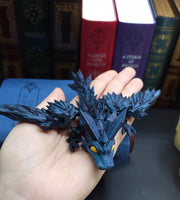 Mini Black and Gold Combo Set 3D Print Articulating Dragons Bookshelf Decor Flexible Dragon Toy, Handmade Crystal Dragon Office Decor