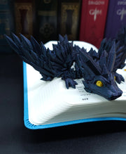 Mini Black and Gold Combo Set 3D Print Articulating Dragons Bookshelf Decor Flexible Dragon Toy, Handmade Crystal Dragon Office Decor